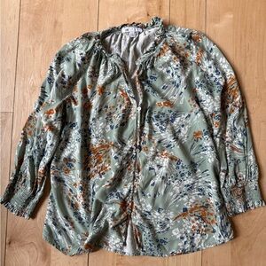 DR2 Green and Blue Ruffled Blouse